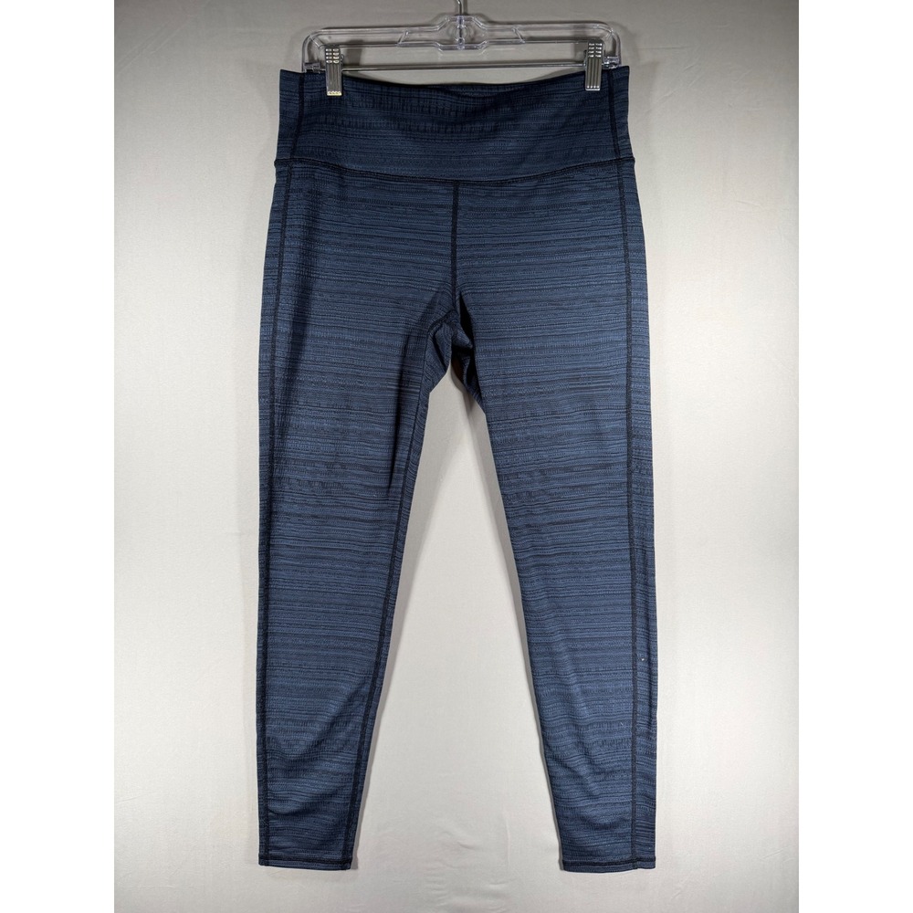 Athleta Womens Navy Blue Space Dye Textured Leggings Yoga Pants Size L RN 54023